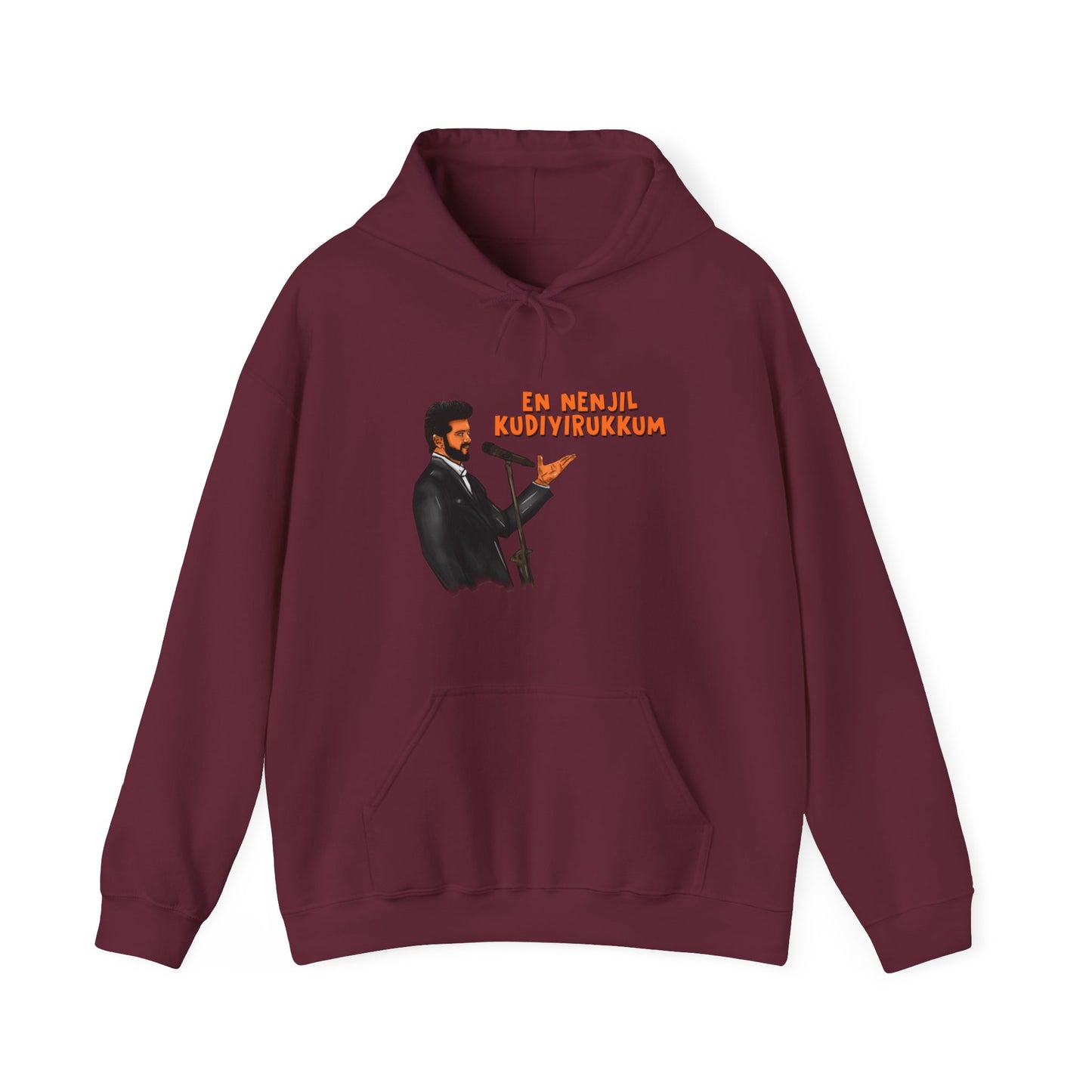 En nenjil kudiyirukkum| Thalapathy Vijay| Actor Vijay Fan Hoodie | Unisex heavy blend hooded sweatshirt| | Tamil printed Fun and Casual wear